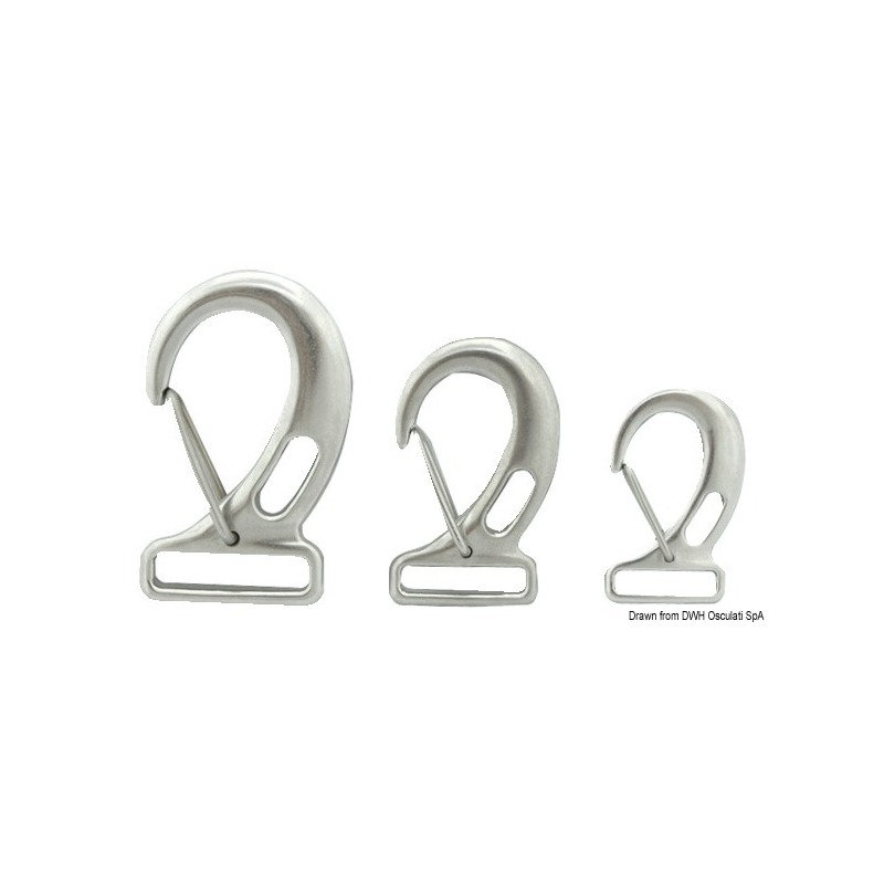 SNAP-HOOKS WITH RECTANGULAR EYE FOR WEBBING, MADE OF STAINLESS STEEL