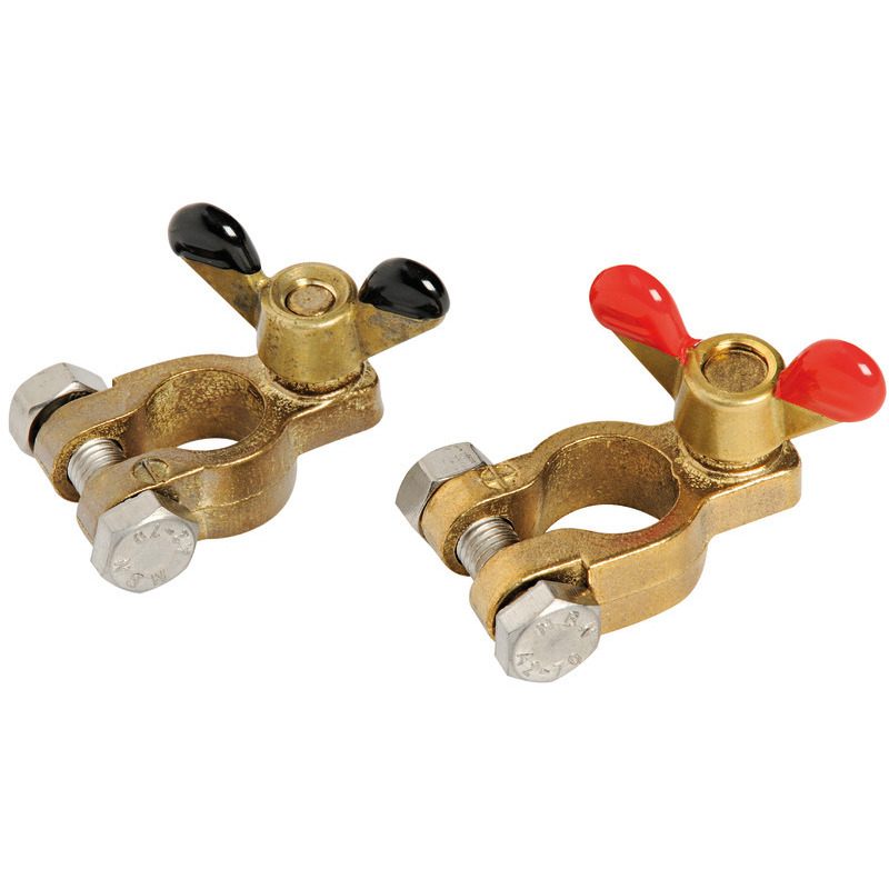 PAIR OF BRONZE CLIPS FOR BATTERIES